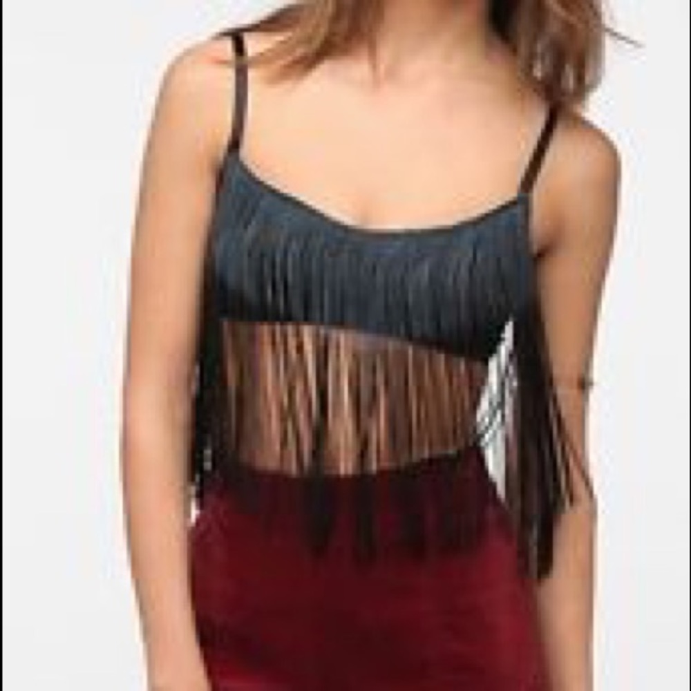 Sparkle and Fade fringe ombré crop